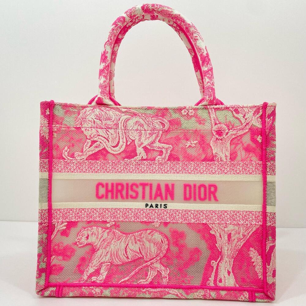 Dior Christian Tote Toile  Bag Jouy de Pink Handbag